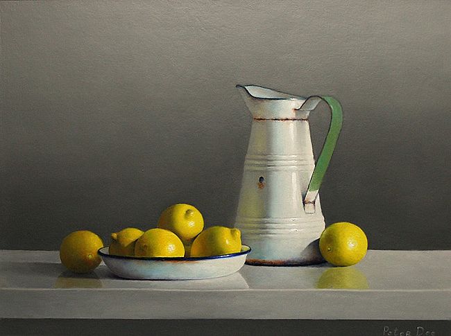 Vintage French Enamelware with Lemons by Peter Dee